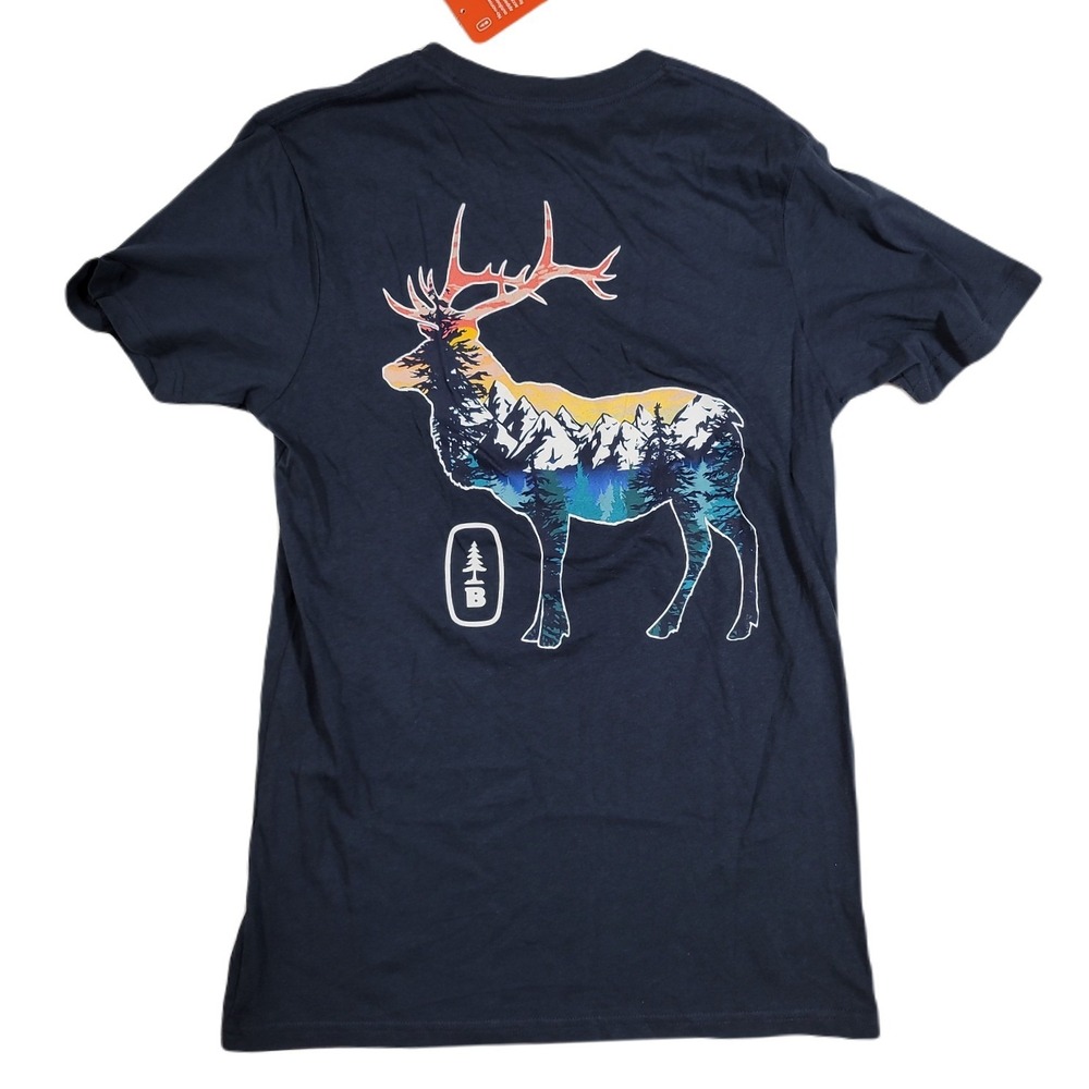 Bass Outdoor Deer Stag T-shirt Mens Small Dress Blues Crewneck Hunting NEW‎